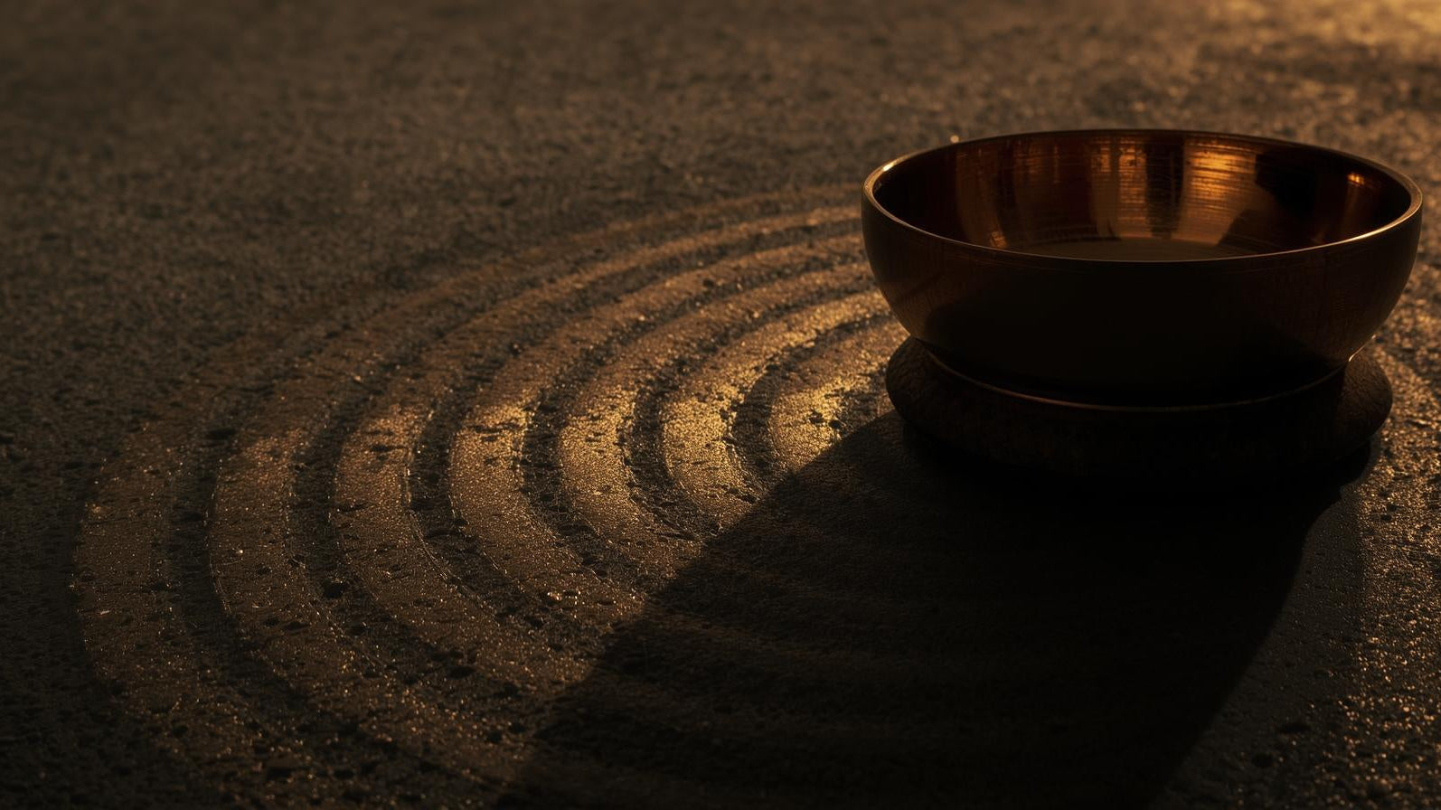Hammer marks on a handcrafted Tibetan singing bowl