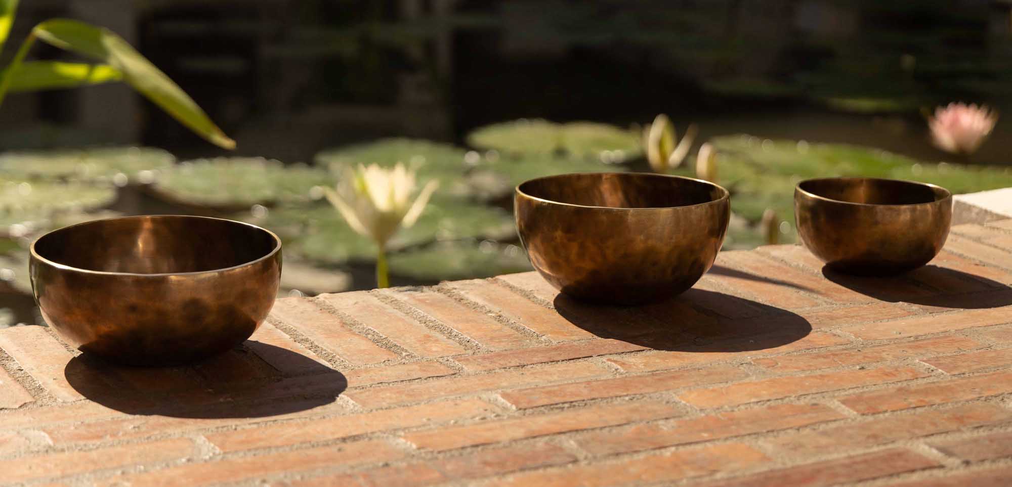 Different sizes of handcrafted Tibetan singing bowls by Himalaya Soul