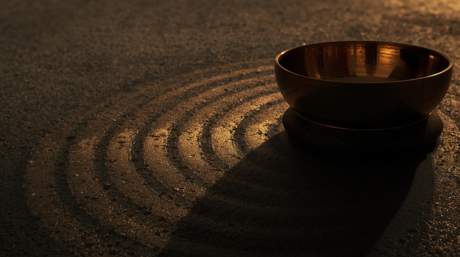 Hammer marks on a handcrafted Tibetan singing bowl