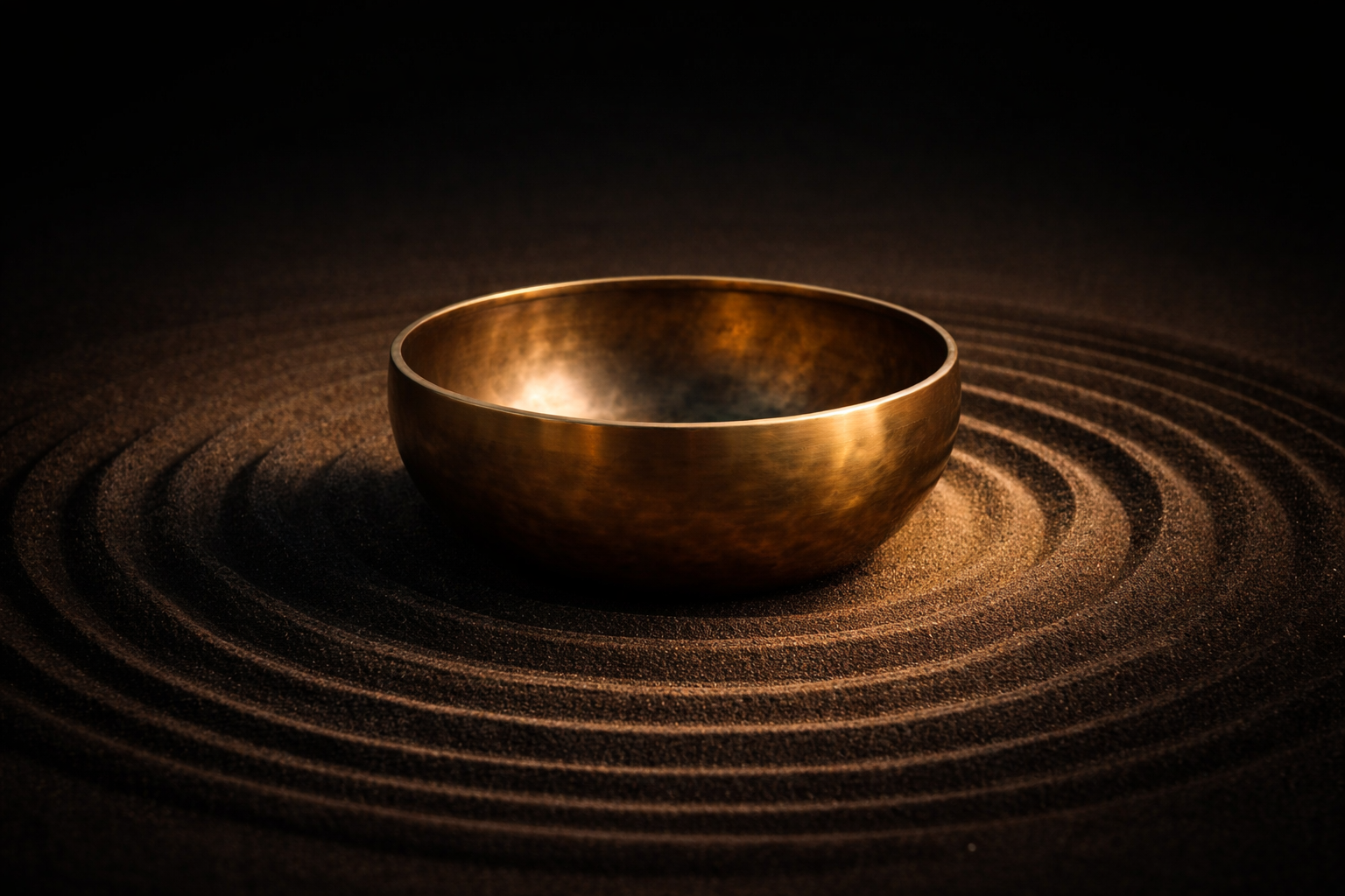 hand forged tibetan singing bowl bronze resonance circular wave patterns